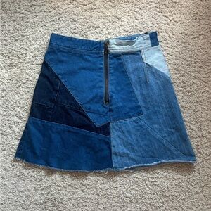 Zara Denim Patchwork Mini Skirt